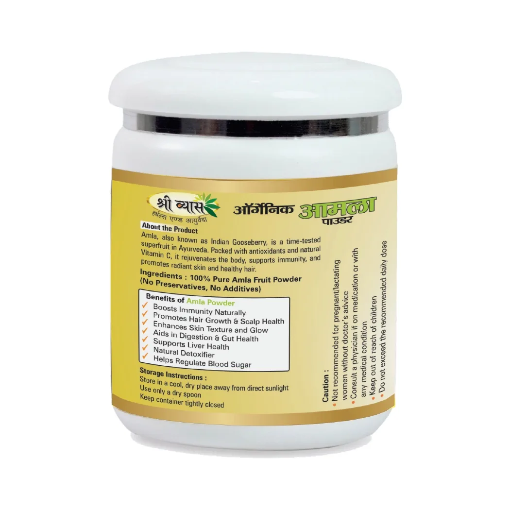 Shri Vyas Organic Amla Powder (200g) | 100% Natural Indian Gooseberry Powder | Rich in Vitamin C | Boosts Immunity, Hair & Skin Health | Gluten-Free & Vegan - Image 4
