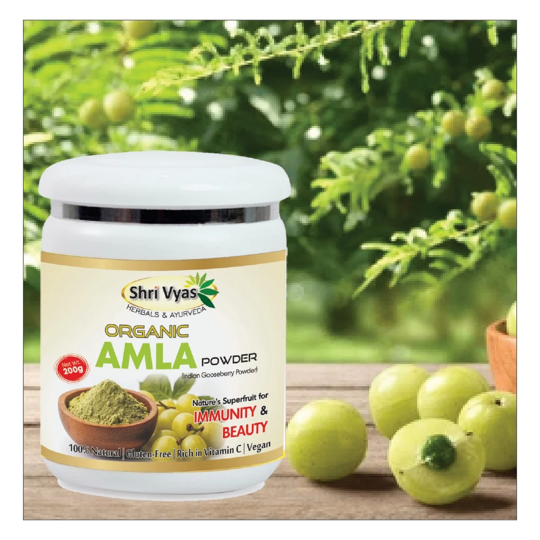 Shri Vyas Organic Amla Powder (200g) | 100% Natural Indian Gooseberry Powder | Rich in Vitamin C | Boosts Immunity, Hair & Skin Health | Gluten-Free & Vegan - Image 3