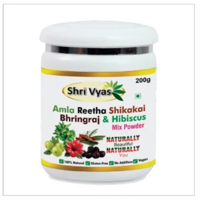 Shri Vyas Amla Reetha Shikakai Bhringraj & Hibiscus Powder | Herbal Hair Wash & Hair Care Powder | Controls Hair Fall, Promotes Hair Growth | 100% Natural & Chemical-Free | 200g