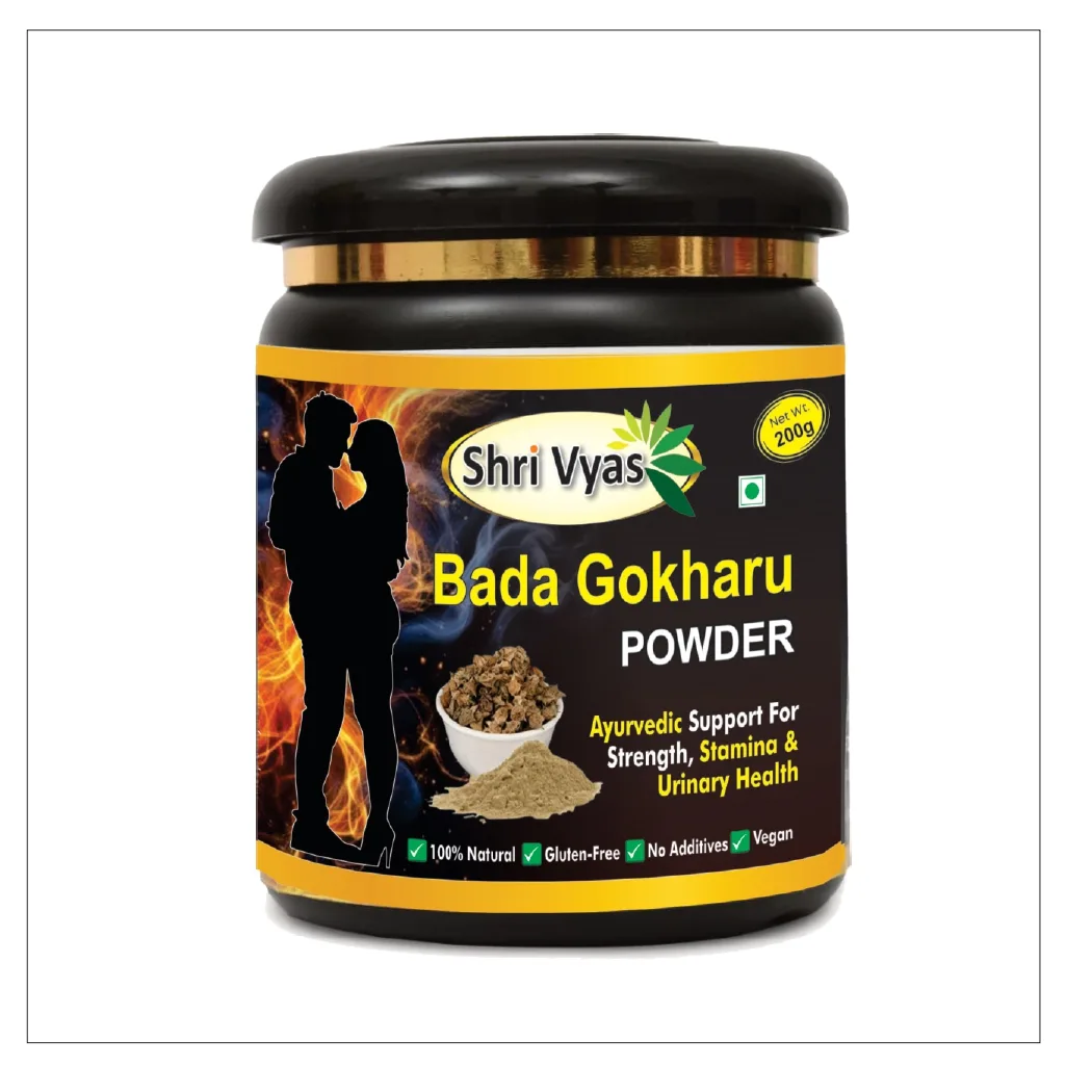 hri Vyas Bada Gokharu Powder | Pure Ayurvedic Tribulus Terrestris Powder | Supports Strength, Stamina & Urinary Health | Enhances Vitality & Energy | 100% Natural, Vegan & Chemical-Free | 200g