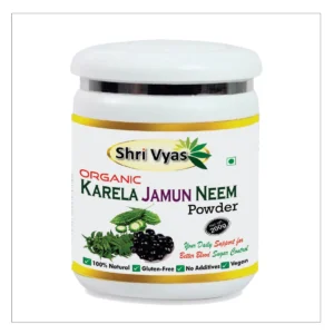 Shri Vyas Organic Karela Jamun Neem Powder – Ayurvedic Herbal Blend for Daily Wellness Support | 100% Natural, Gluten-Free, Vegan