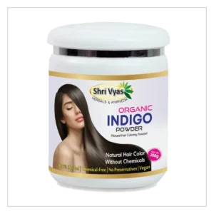 Shri Vyas Organic Indigo Powder for Hair – 100% Herbal Natural Hair Coloring Powder | Chemical-Free, No Preservatives, Vegan | For Black & Dark Brown Hair | 200g